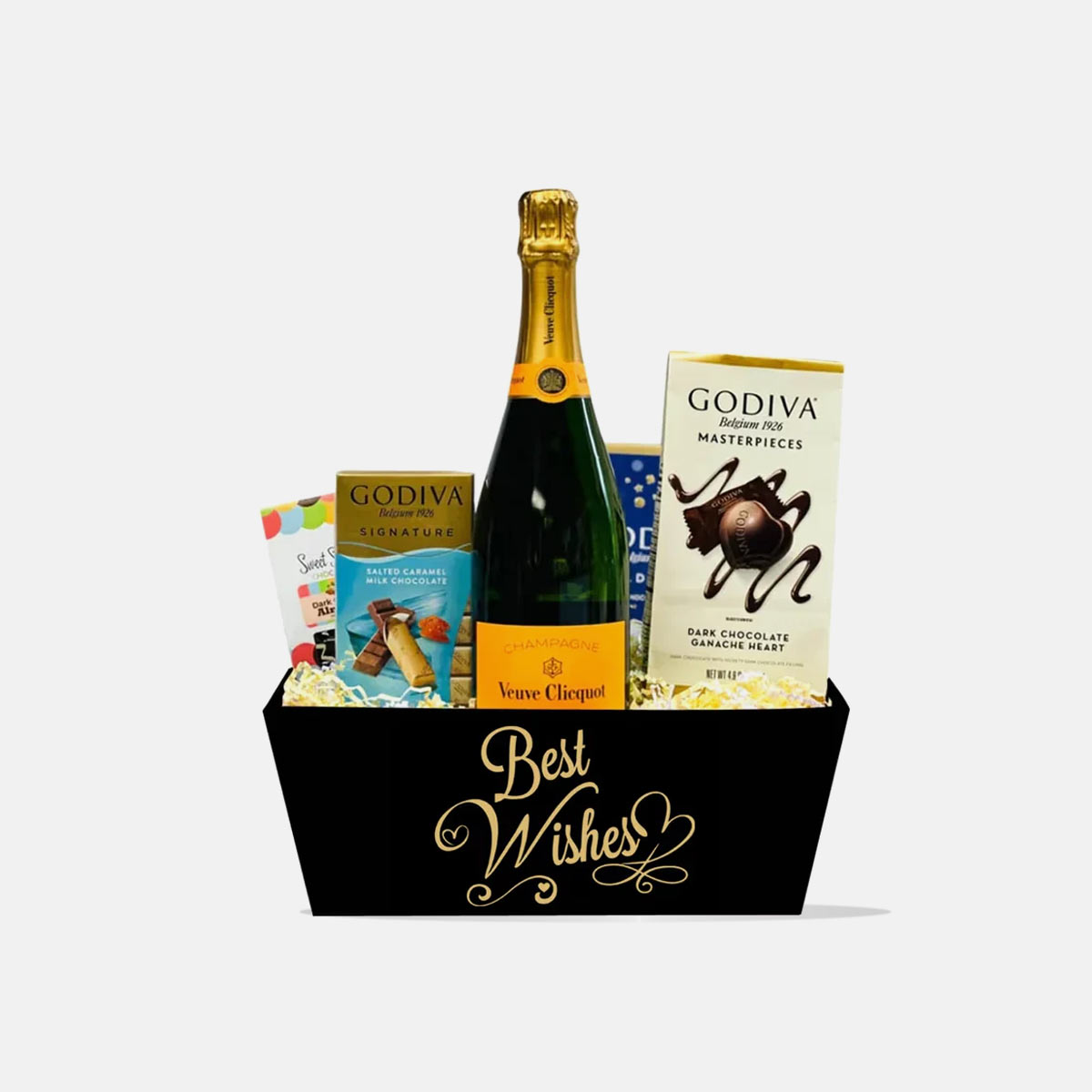 Best Wishes Gift Basket with Veuve Clicquot Champagne