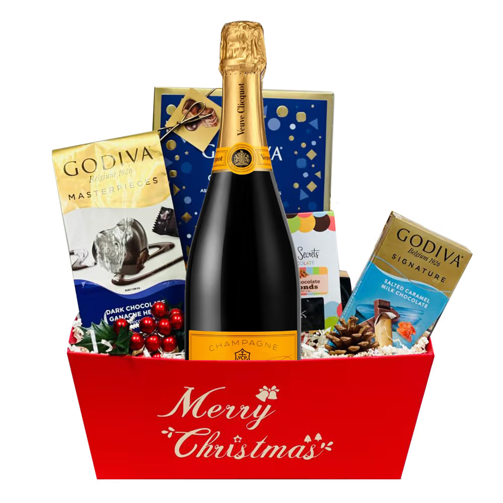 Veuve Clicquot Champagne With Merry Christmas Gift Basket