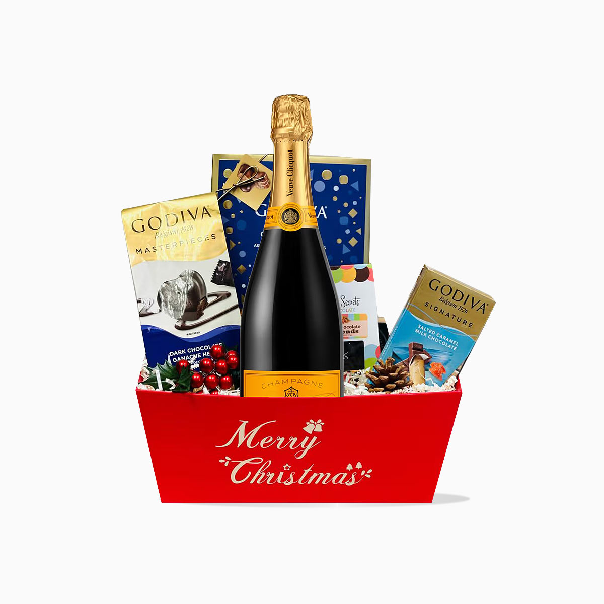 Veuve Clicquot Champagne With Merry Christmas Gift Basket