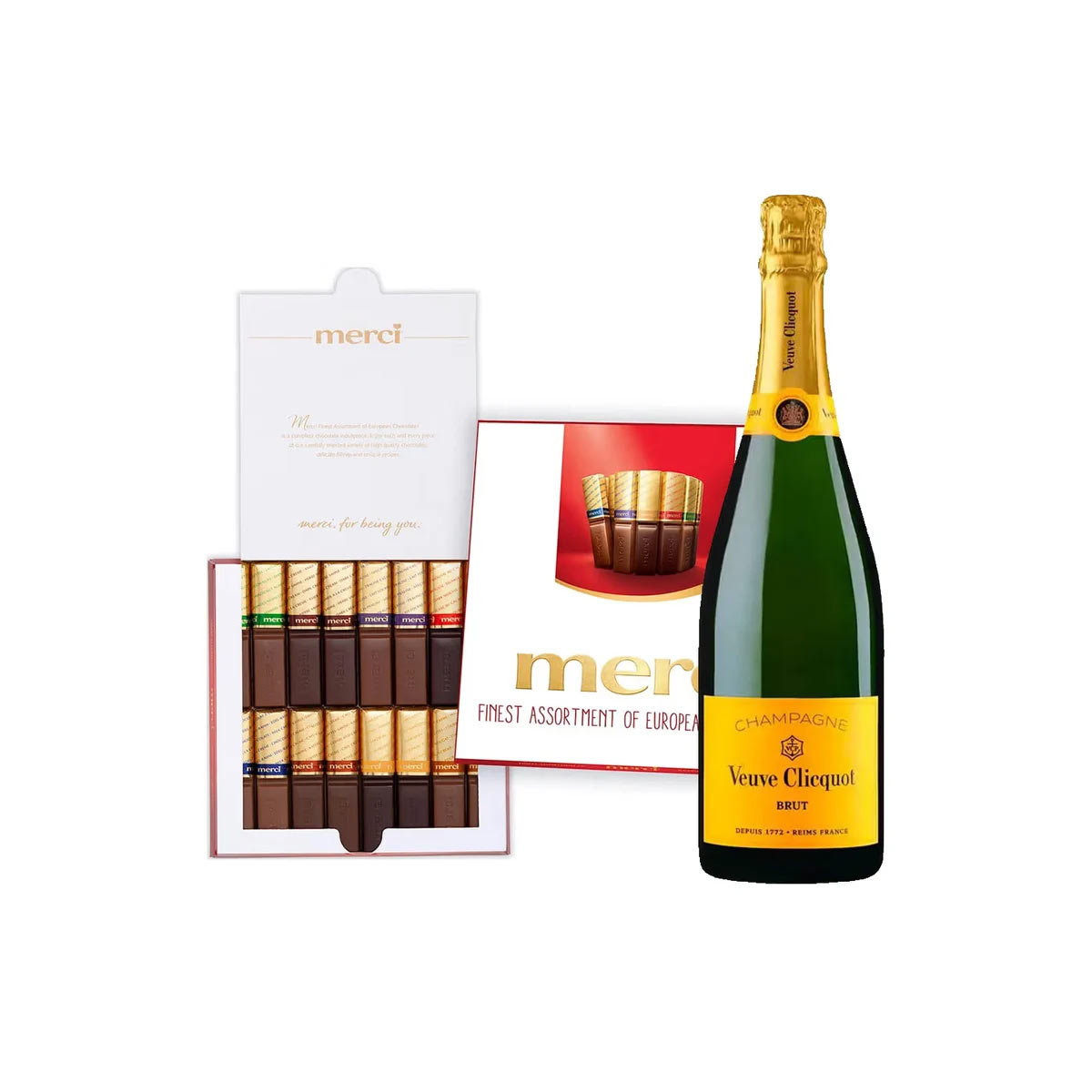Veuve Clicquot with Merci Finest Assortment Chocolate Gift Box