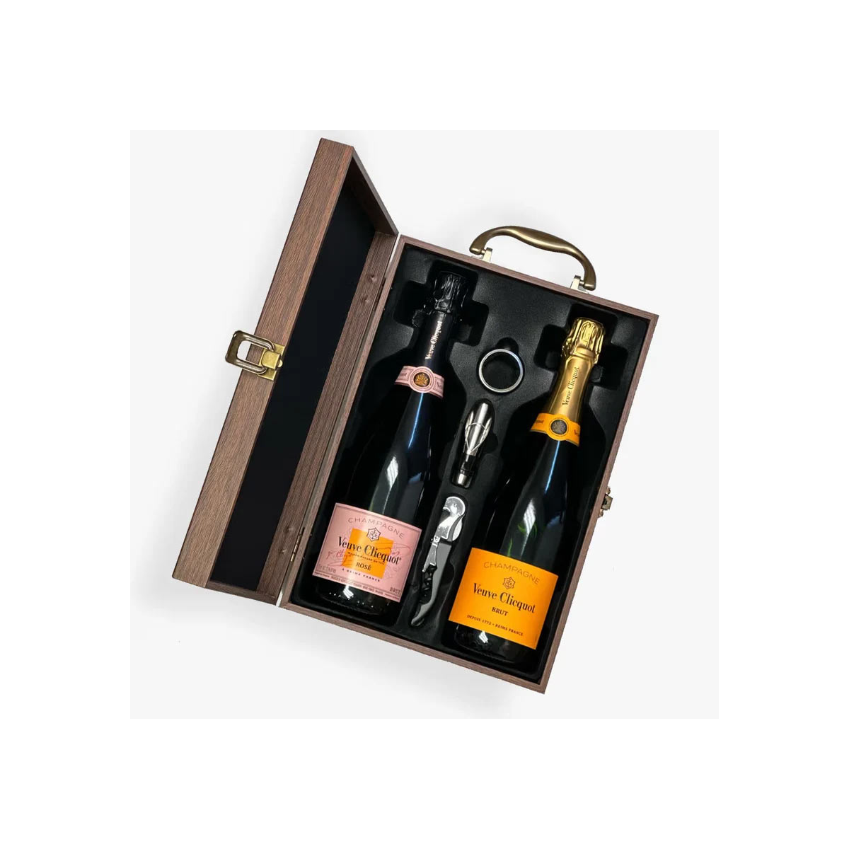 Veuve Clicquot Rose and Brut Champagne Wooden Gift Box
