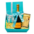 Veuve Clicquot Brut with Tiffany Flutes & Godiva Gift Box