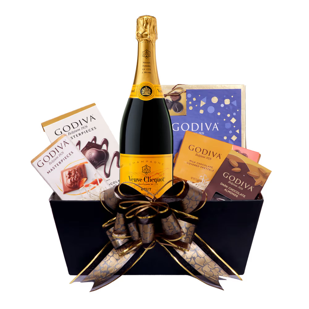 Veuve Clicquot Brut Champagne & Godiva Chocolates Gift Basket