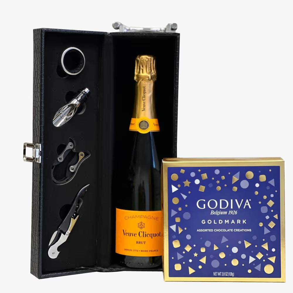 Veuve Clicquot Champagne Brut and Godiva Chocolate Gift Set
