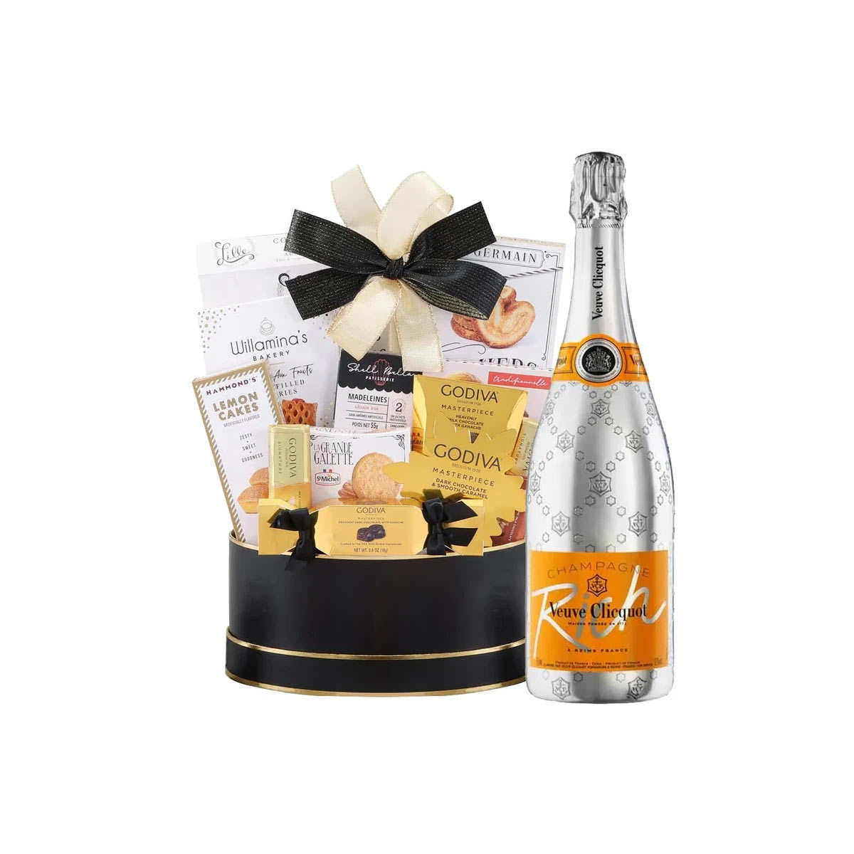 Veuve Clicquot Rich Champagne And Golden Gift Basket