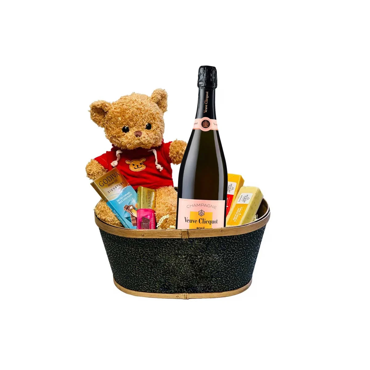 Veuve Clicquot Rosé Champagne & Teddy Bear Gourmet Gift Basket